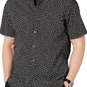 Amazon Essentials Men's Black Patterned Short Sleeve Shirt Size Small